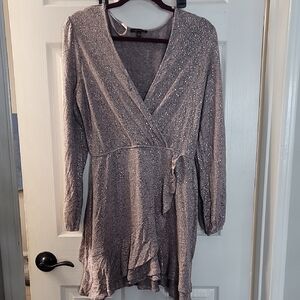 Elegant Taupe Wrap Dress